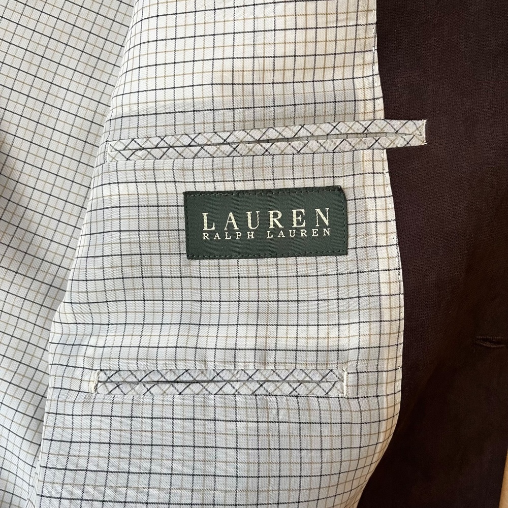 Lauren Ralph‎ Lauren Mens Sport Coat Blazer Chocolate Brown Classic Two Button - Picture 5 of 12